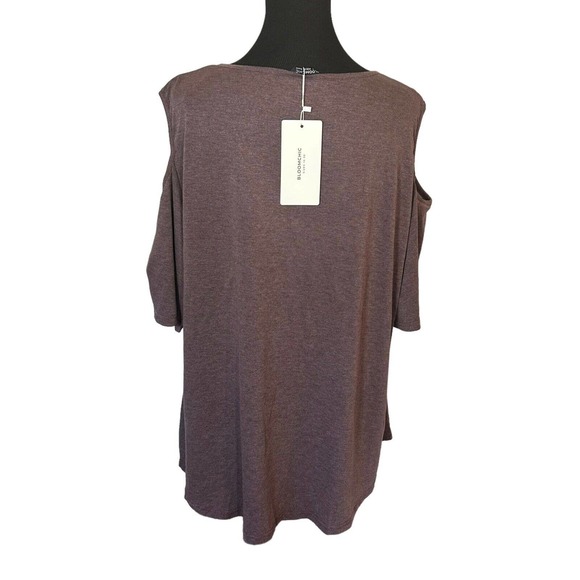 BloomChic Faux Wrap T-Shirt Women's Plus 18-20 Mauve Cut Out Stretch Half Sleeve - Picture 3 of 10